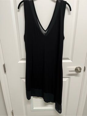 Calvin Klein Black Asymmetrical V-Neck Sleeveless Dress